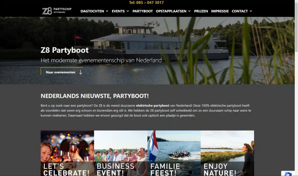 Website maken z8-partyboot.nl